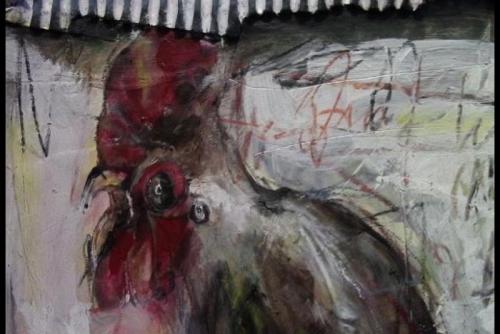 'Rooster' (Detail) - Mixed Media - Franklin Sananan - T&T